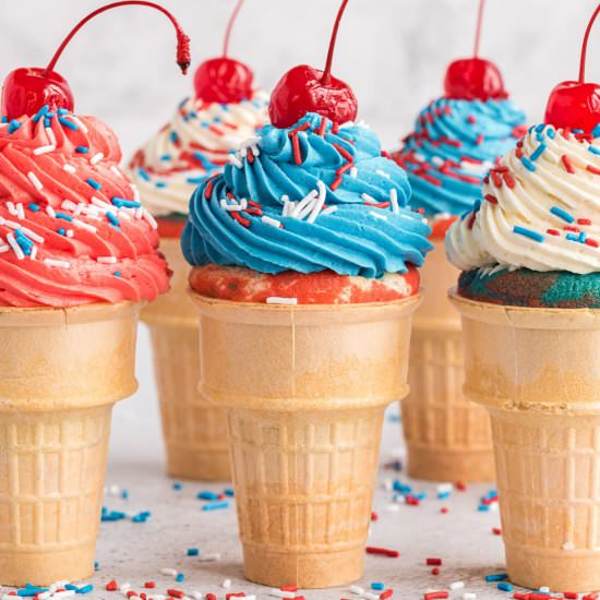 Patriotic Ice Cream Cone Cupcakes - Recipe photo by amandascookin