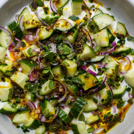 Cucumber Raita Salad Plate - Recipe photo by missrachelphipps