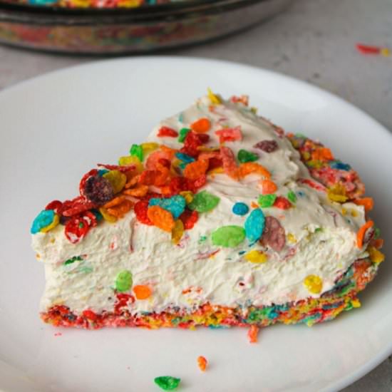 No-Bake Fruity Pebbles Cheesecake - Recipe photo by simplyscrumptiouseats