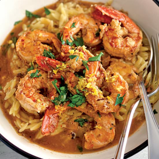 Shrimp Orzo In Lemon Garlic Sauce - Recipe photo by The Greek Foodie