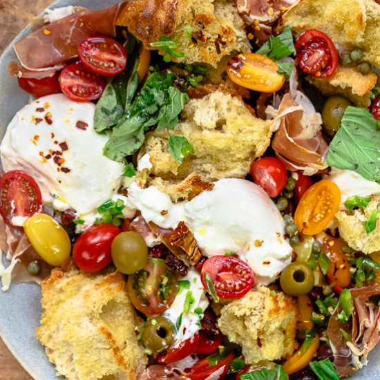 Burrata with Tomato & Prosciutto - Recipe photo by The Mediterranean Dish