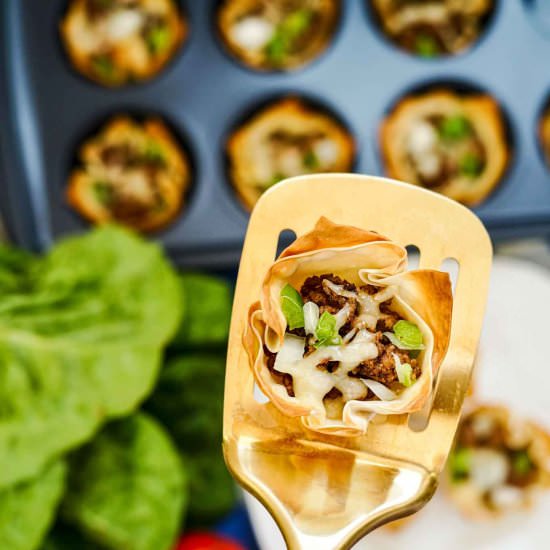 Philly Cheesesteak Wonton Cups - Recipe photo by bklynactivemama
