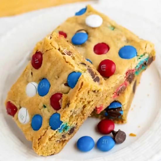 M&M Cookie Bars (Large Batch!) - Recipe photo by OnMyKidsPlate