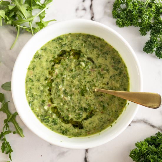 Arugula and Jalapeño Chimichurri - Recipe photo by ThePypersKitchen