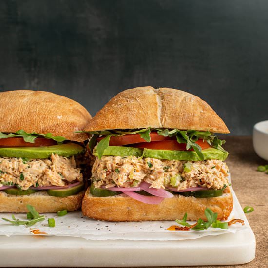 Yuzu tuna sandwich with chili crisp - Recipe photo by cherryonmysundae