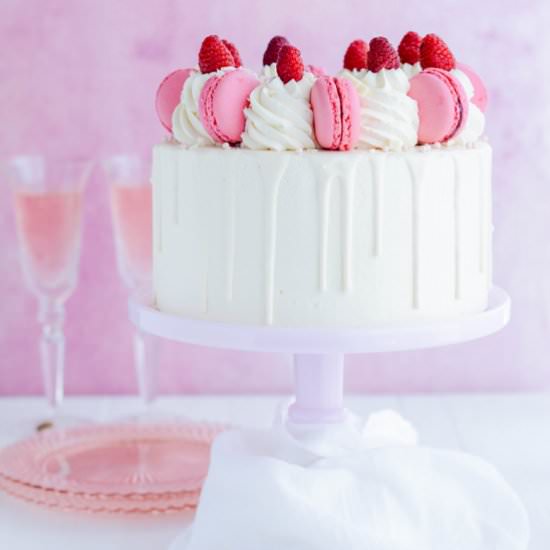 White Chocolate Raspberry Drip Cake - Recipe photo by TheCakeChica