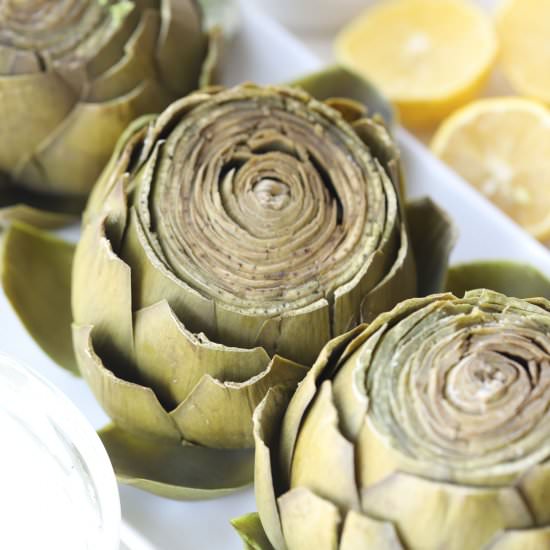 How to Cook A Whole Artichoke - Recipe photo by Kelli @ Hungry Hobby