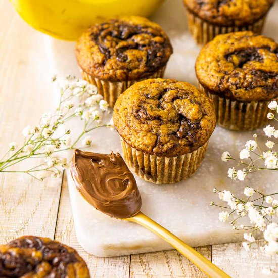 Nutella-Banana Muffins - Recipe photo by Burrata and Bubbles
