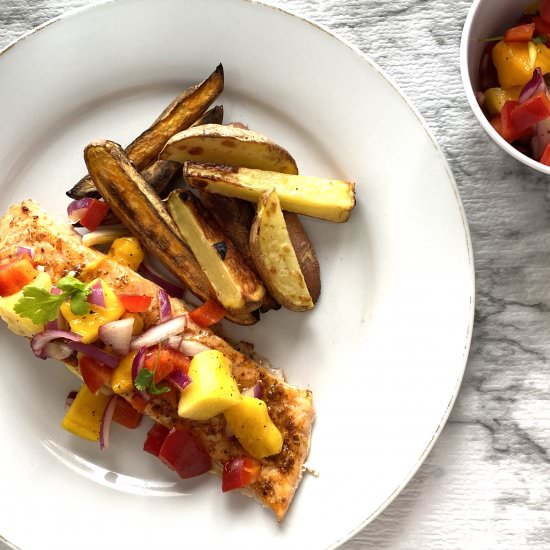 Salmon with Mango Salsa - Recipe photo by Girlwithaspatula