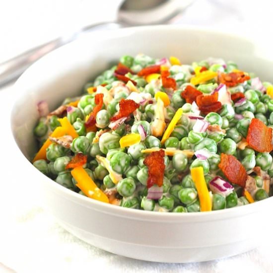 classic creamy pea salad - Recipe photo by nowcookthis