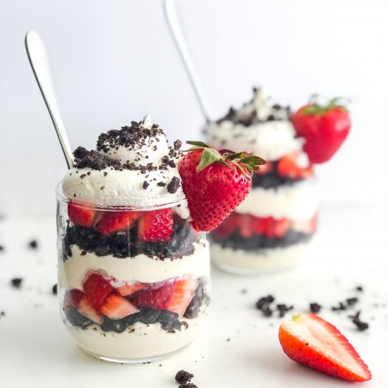 Strawberry Oreo Cheesecake Cups - Recipe photo by semisweetbites