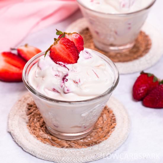 Keto Strawberry Cheesecake Fluff - Recipe photo by lowcarbspark