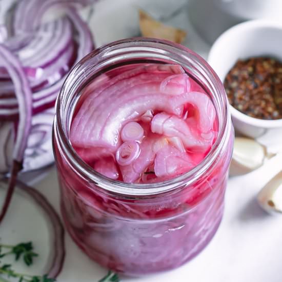 Quick Pickled Red Onions - Recipe photo by forkintheroad