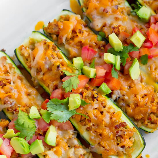 Taco Stuffed Zucchini - Recipe photo by Kathryns.kitchen.blog
