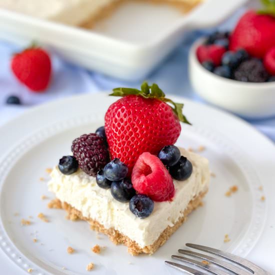 No-Bake Coconut Cheesecake Bars - Recipe photo by Whiskfulcooking