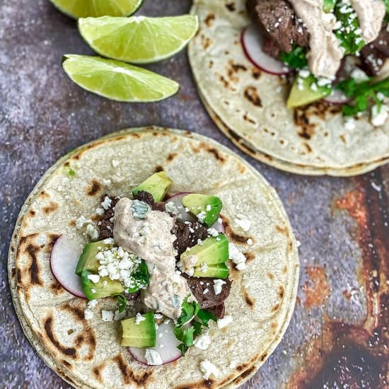 Mexican Steak Street Tacos Recipe - Recipe photo by MoreWithLessToday