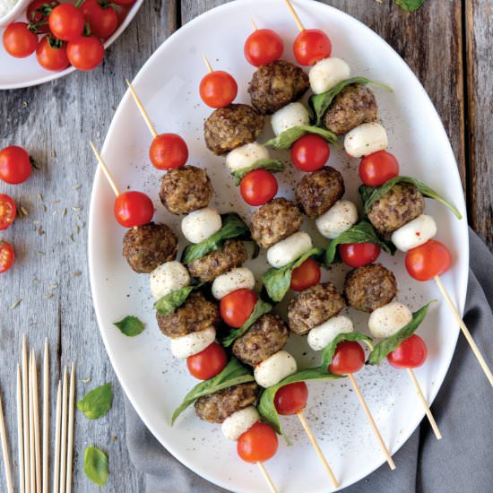 Caprese Meatball Kabobs - Recipe photo by farmflavor