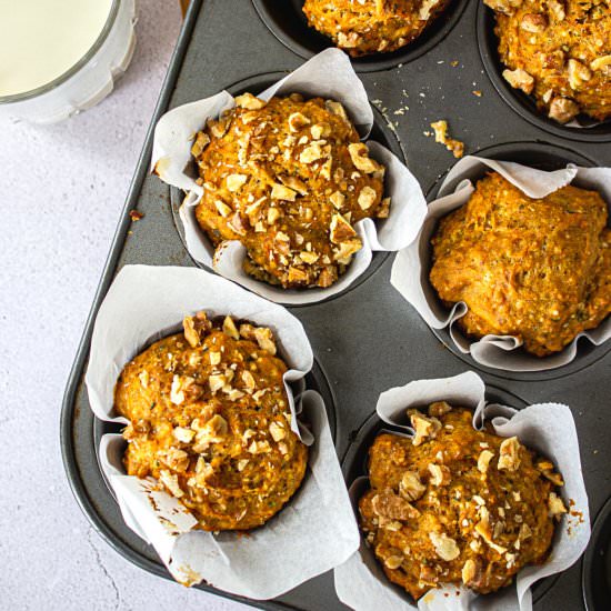 Banana Carrot Breakfast Muffins - Recipe photo by wildandwhelm