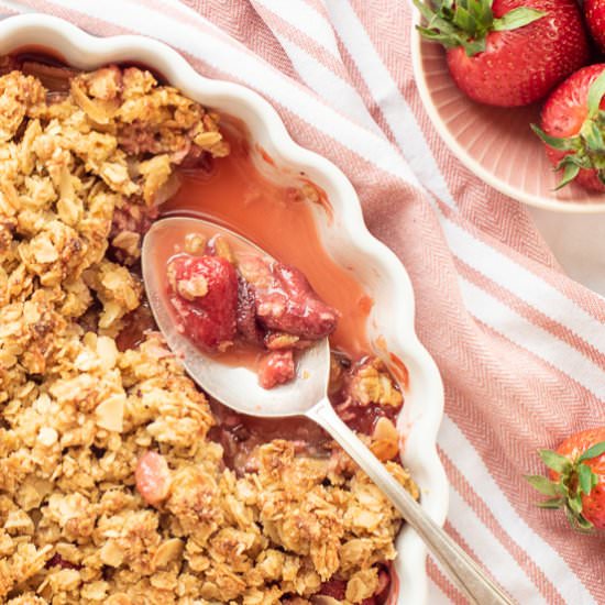 Strawberry & Rhubarb Crumble - Recipe photo by The Gourmet Larder