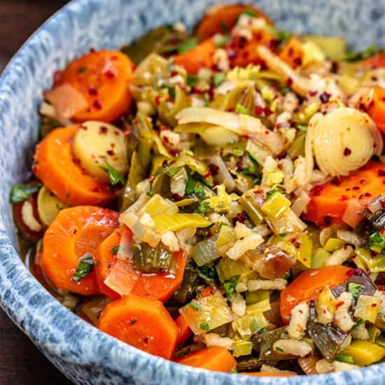 Turkish Style Leeks with Carrots - Recipe photo by The Mediterranean Dish