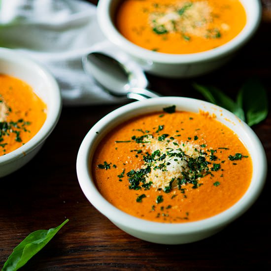 Tomato Basil Soup - Recipe photo by Chicken Fried Kitchen