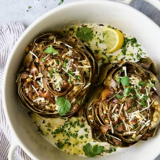 Italian-Stuffed Artichokes - Recipe photo by fromachefskitchen