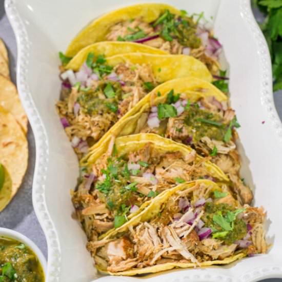 Slow Cooker Green Chili Tacos - Recipe photo by spicedblog
