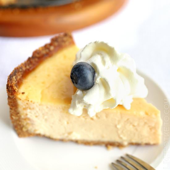 vanilla protein cheesecake - Recipe photo by LikeHotKeto