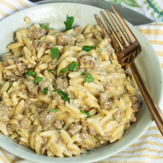 One Pot Italian Sausage Orzo - Recipe photo by CallMePMc