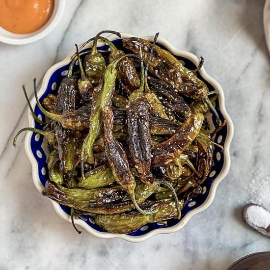 Blistered Shishito Peppers - Recipe photo by The Hungary Buddha
