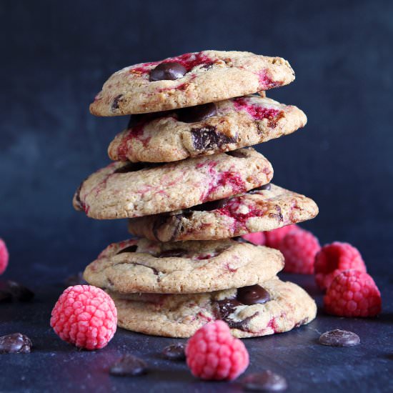 Dark Chocolate Raspberry Cookies - Recipe photo by glutenfreealchemist