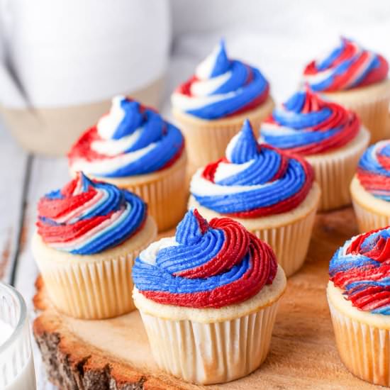 4th of July White Chocolate Cupcake - Recipe photo by Flavor Mosaic
