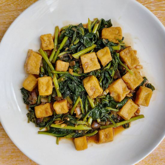 Adobong Kangkong with Tofu - Recipe photo by saodeh