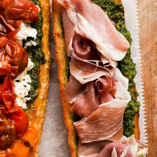 Roasted Tomato Caprese Sandwich - Recipe photo by lindseyeatsla