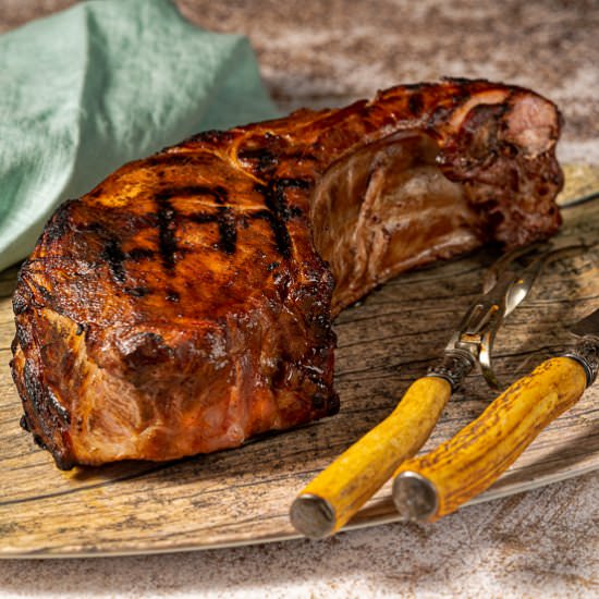Double Cut Smoked Pork Chop - Recipe photo by Austin Eats