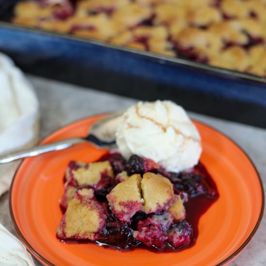Triple Berry Cobbler - Recipe photo by Man Meets Oven