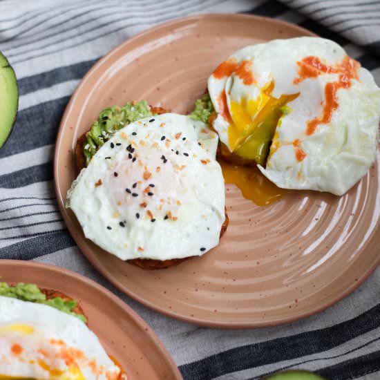 Easy Hash Brown Patty Avocado Toast - Recipe photo by hangryeconomist
