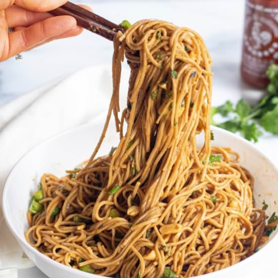 10 Minute Peanut Noodles - Recipe photo by servedfromscratch