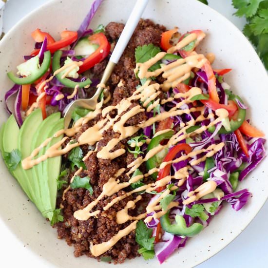 Vegan Taco Meat - Recipe photo by Bowls Are The New Plates