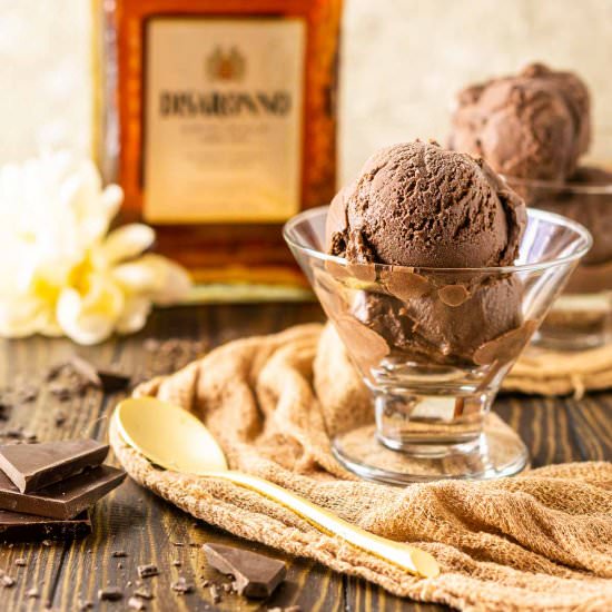 Chocolate Amaretto Ice Cream - Recipe photo by Burrata and Bubbles