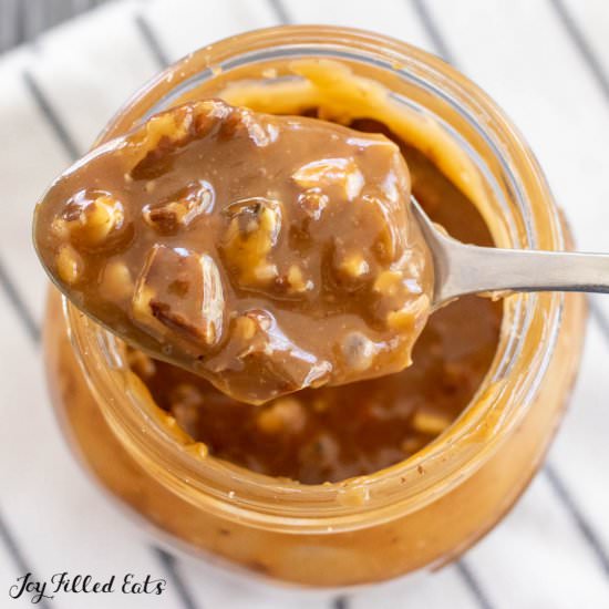 Keto Caramel Pecan Sauce - Recipe photo by Joy Filled Eats