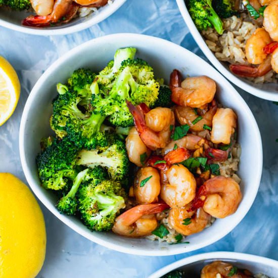 Honey Garlic Shrimp Bowl - Recipe photo by sticksscratchkitchen