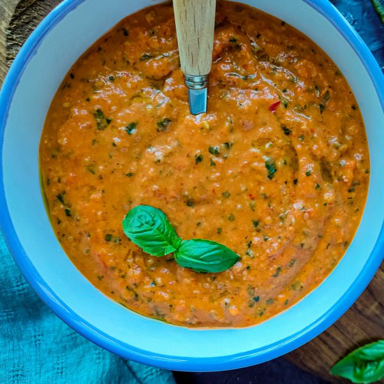 Red Chilli Pesto with Almonds - Recipe photo by Sheeba@gohealthy