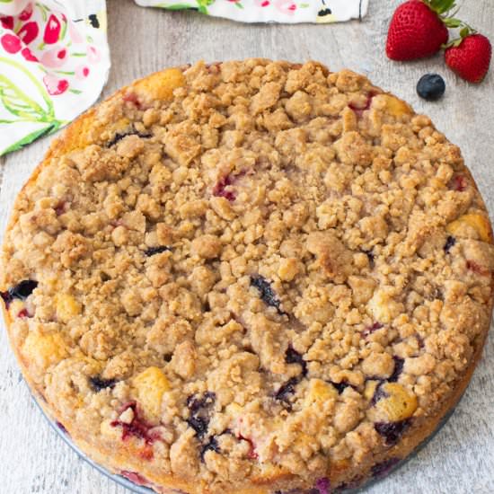 Mixed Berry Buckle - Recipe photo by For the Love of Cooking
