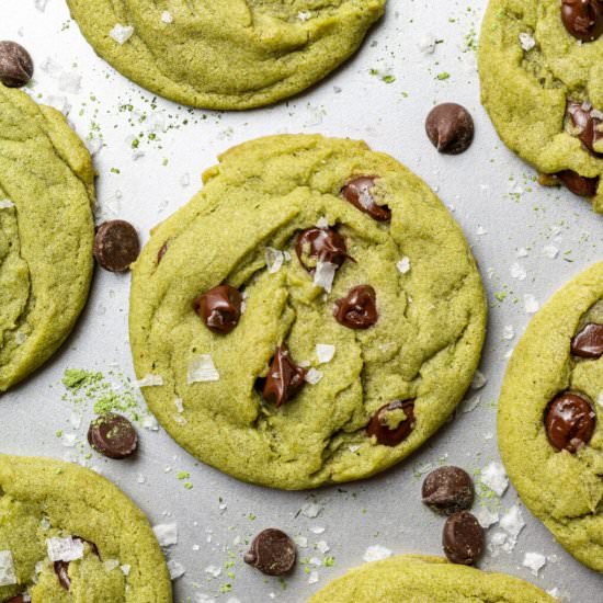 Matcha Chocolate Chip Cookies - Recipe photo by cookiedoughdiaries