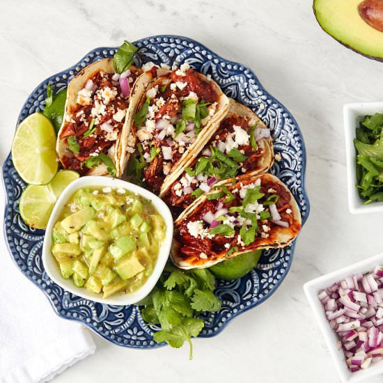 Red Chile Chicken Street Tacos - Recipe photo by casualepicure