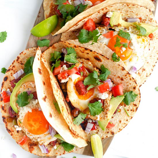 Chorizo Egg Breakfast Tacos - Recipe photo by IrenaMacri