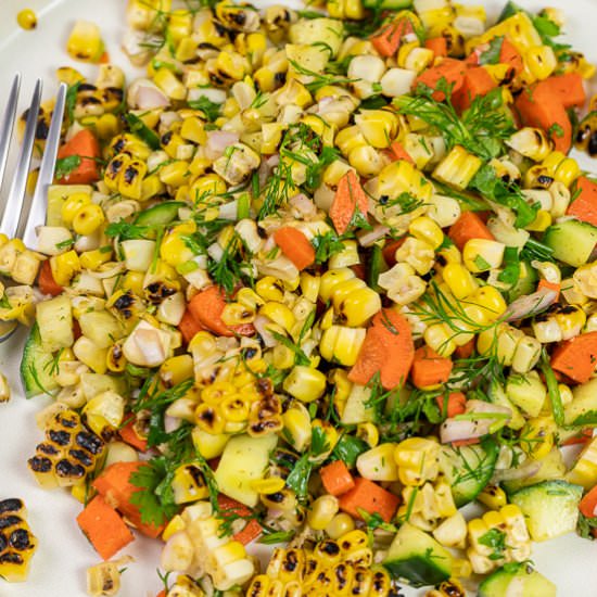 Fresh Grilled Corn Salad - Recipe photo by The Mediterranean Dish