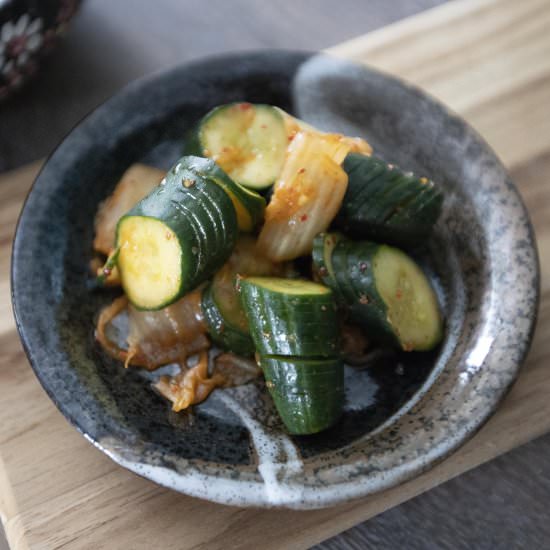 Pickled skinny cucumber and kimchi - Recipe photo by foodmakesmehappy