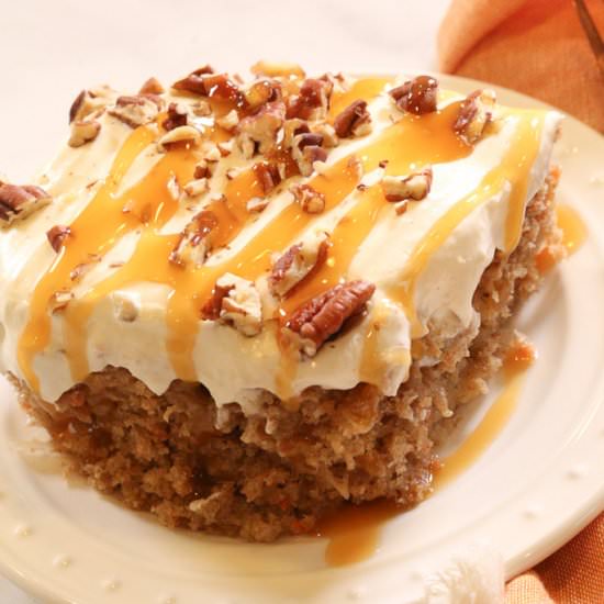 Carrot Caramel Poke Cake - Recipe photo by it is a keeper